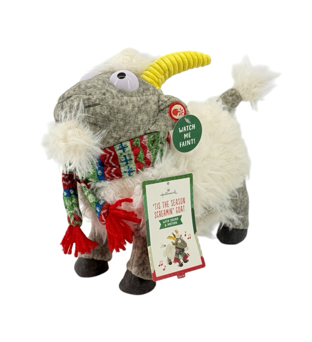Hallmark The Screamin Singing Fainting Goat Animated Christmas Plush Works